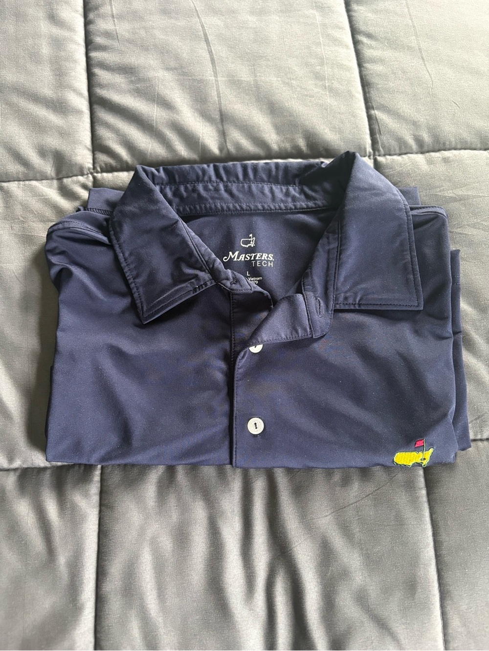 Masters Tech Polo Shirt - Navy Blue with Yellow Logo